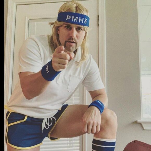 Men's Retro Gym Shorts Trunks with Pouch Blue - Picture 7 of 7